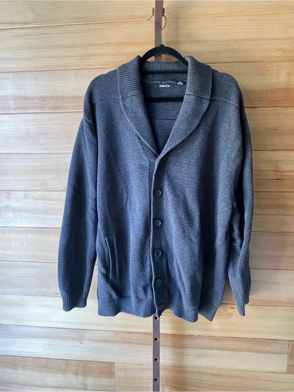 Claiborne Shawl Collar Button-Front Cardigan - Charcoal Gray